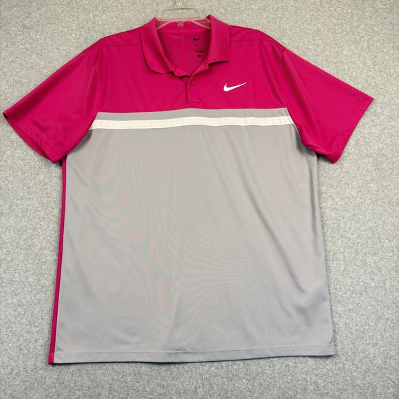 Nike Other - Nike Dri-Fit Golf Polo Shirt Mens Large Pink Gray Short Sleeve